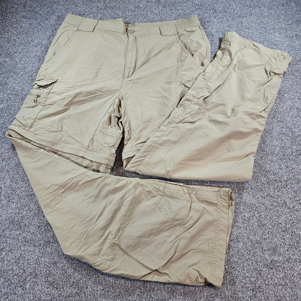 Columbia Mens Convertible Cargo Hiking Pants Tan Packable Zip Off Shorts M